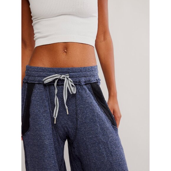 🆕 FREE PEOPLE Wait A Minute Wide Leg Lounge Pant / Navy Heather Combo - Picture 5 of 6